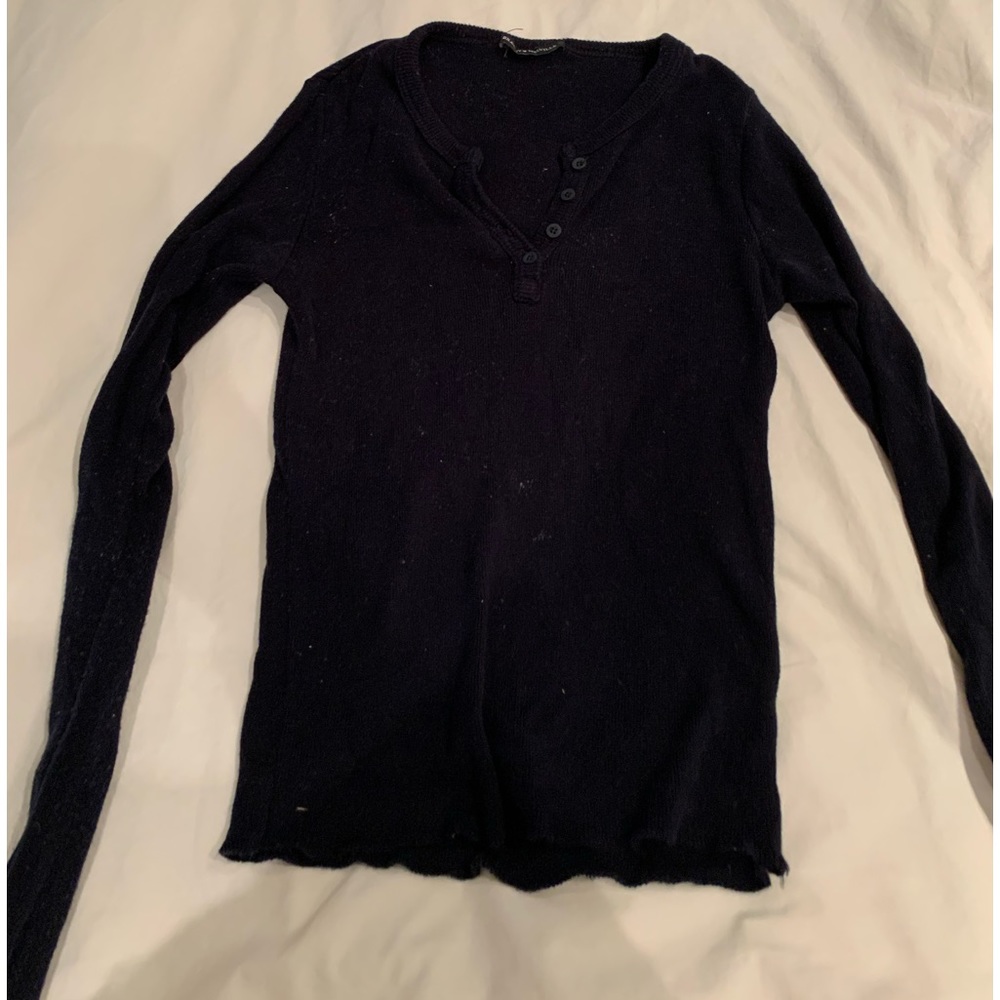 Brandy Melville thick cotton henley sweater in dark blue